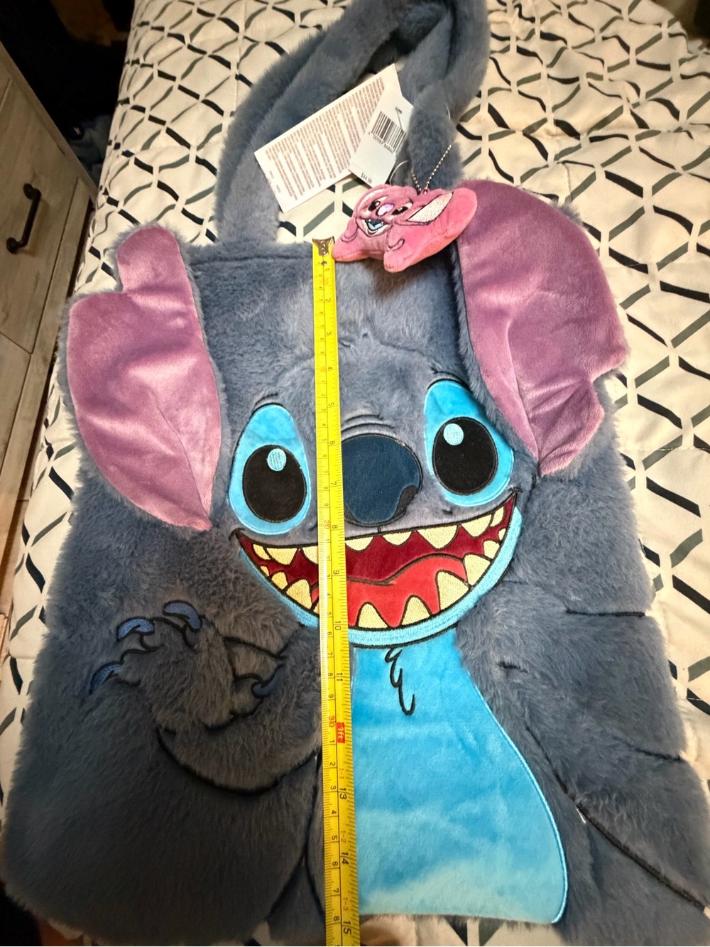 Disney Plush Stitch Character Tote Bag in Blue, Purple, Pink